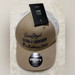 NWT Decky Crown Royal Saloon & Showroom Tan and White Men's Hat Badeball Snapba